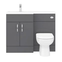 Apollo2 1100mm Gloss Grey Combination Furniture Pack (Excludes Pan + Cistern) -Cloakroom Suites Shop AP1100G D4 460