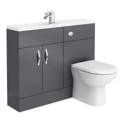 Apollo2 1100mm Gloss Grey Slimline Combination Furniture Pack (Excludes Pan + Cistern) -Cloakroom Suites Shop APS1100G n d2 460
