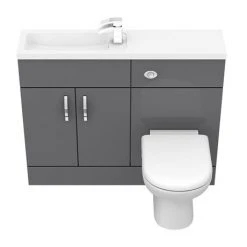 Apollo2 1100mm Gloss Grey Slimline Combination Furniture Pack (Excludes Pan + Cistern) -Cloakroom Suites Shop APS1100G D3 460