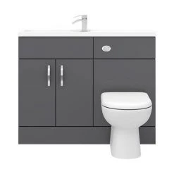 Apollo2 1100mm Gloss Grey Slimline Combination Furniture Pack (Excludes Pan + Cistern) -Cloakroom Suites Shop APS1100G D4 460