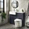 Arezzo 1100 Matt Blue Semi-Recessed Round Combination Vanity Unit (Chrome Flush & Handles) -Cloakroom Suites Shop AZ11BCH p