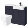 Arezzo 1100 Matt Blue Semi-Recessed Square Combination Vanity Unit (Matt Black Flush & Handles) -Cloakroom Suites Shop AZ11BMBSH p