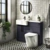 Arezzo 1100 Matt Blue Semi-Recessed Round Combination Vanity Unit (Matt Black Flush & Handles) -Cloakroom Suites Shop AZ11BMB p
