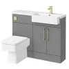 Arezzo 1100 Matt Grey Semi-Recessed Square Combination Vanity Unit (Brushed Brass Flush & Handles)