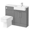 Arezzo 1100 Matt Grey Semi-Recessed Square Combination Vanity Unit (Chrome Flush & Handles) -Cloakroom Suites Shop AZ11GCHSH p