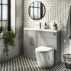 Arezzo 1100 Matt Grey Slimline Combination Vanity Unit (Chrome Flush & Handles)