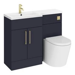 Arezzo 1100 Matt Blue Combination Furniture Pack (Brushed Brass Flush & Handles)