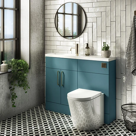 Arezzo 1100 Matt Green Slimline Combination Vanity Unit (Brushed Brass Flush & Handles) 3 Arezzo 1100 Matt Green Slimline Combination Vanity Unit (Brushed Brass Flush & Handles)