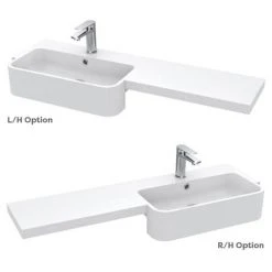 Arezzo 1100 Matt Green Semi-Recessed Round Combination Vanity Unit (Matt Black Flush & Handles) -Cloakroom Suites Shop AZ11TGMB n d5 460