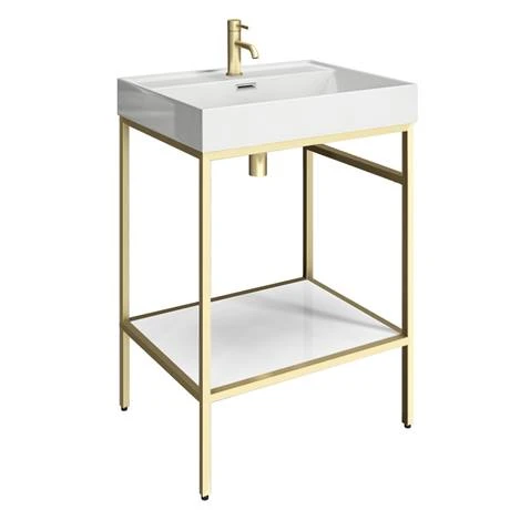 Arezzo 600 Brushed Brass Framed Washstand with Back To Wall Toilet 4 Arezzo 600 Brushed Brass Framed Washstand with Back To Wall Toilet - Image 2
