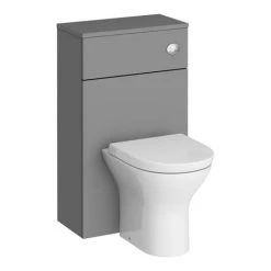 Arezzo 600 Grey Wall Hung Unit with Pink Round Counter Top Basin + Toilet Pack -Cloakroom Suites Shop AZ6GPKCTP3 N D6 460