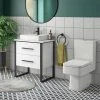 Arezzo 600 Gloss White Matt Black Framed Vanity Unit + Square Toilet -Cloakroom Suites Shop AZ6WB2D WC p