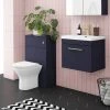 Arezzo Blue Wall Hung Sink Vanity Unit + Toilet Package with Brass Handle -Cloakroom Suites Shop AZBBRWHP1 p