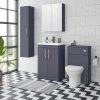 Arezzo Blue Floor Standing Vanity Unit, Tall Cabinet + Toilet Pack with Rose Gold Handles -Cloakroom Suites Shop AZBRGFSP1 p