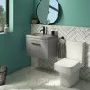 Arezzo 600 Matt Grey Wall Hung Vanity Unit with Matt Grey Basin + Square Toilet 2 Arezzo 600 Matt Grey Wall Hung Vanity Unit with Matt Grey Basin + Square Toilet -Cloakroom Suites Shop AZG6SQGY p