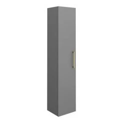 Arezzo Grey Floor Standing Vanity Unit, Tall Cabinet + Toilet Pack with Brass Handles -Cloakroom Suites Shop AZGBRFSP1 nd6 460