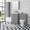 Arezzo Grey Floor Standing Vanity Unit, Tall Cabinet + Toilet Pack with Rose Gold Handles -Cloakroom Suites Shop AZGRGFSP1 p