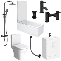 Arezzo Matt Black Complete Modern Bathroom Package