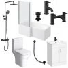 Arezzo Matt Black Complete Modern Bathroom Package (incl. L-Shaped Bath) -Cloakroom Suites Shop AZMBCBP p