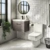 Brooklyn Bathroom Suite - Grey Avola with Chrome Handle - 500mm Wall Hung Vanity & Toilet -Cloakroom Suites Shop B5WHGACC p