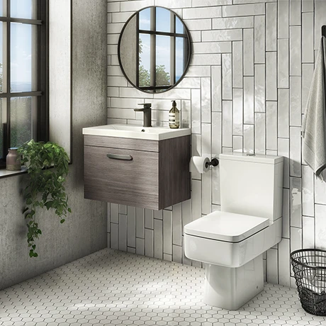 Brooklyn Bathroom Suite - Grey Avola with Chrome Handle - 500mm Wall Hung Vanity & Toilet 3 Brooklyn Bathroom Suite - Grey Avola with Chrome Handle - 500mm Wall Hung Vanity & Toilet