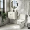 Brooklyn Bathroom Suite - Gloss White with Chrome Handle - 500mm Wall Hung Vanity & Toilet -Cloakroom Suites Shop B5WHGWCC p