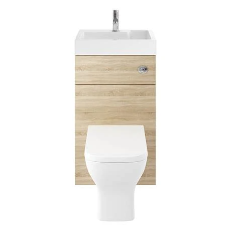 Brooklyn 500mm Natural Oak 2-In-1 Combined Wash Basin & Toilet 6 Brooklyn 500mm Natural Oak 2-In-1 Combined Wash Basin & Toilet - Image 4