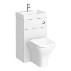 Brooklyn 500mm White Gloss 2-In-1 Combined Wash Basin & Toilet 11 Brooklyn 500mm White Gloss 2-In-1 Combined Wash Basin & Toilet -Cloakroom Suites Shop BCOMWHT detail2 460