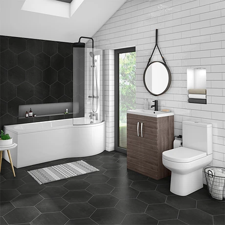 Brooklyn Grey Avola Bathroom Suite + B-Shaped Bath 2 Brooklyn Grey Avola Bathroom Suite + B-Shaped Bath