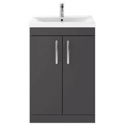 Brooklyn Gloss Grey Bathroom Suite + B-Shaped Bath -Cloakroom Suites Shop BGGBS d4 460