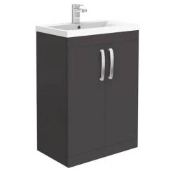Brooklyn Gloss Grey L Shaped Bath Suite (with Vanity + Tall Cabinet) -Cloakroom Suites Shop BGGVT d4 460