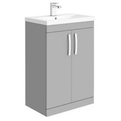 Brooklyn Grey Mist Bathroom Suite + B-Shaped Bath -Cloakroom Suites Shop BGMBS d5 460