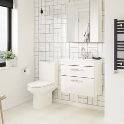 Brooklyn Gloss White Cloakroom Suite (Wall Hung Vanity + Toilet)