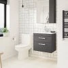 Brooklyn Gloss Grey Cloakroom Suite (Wall Hung Vanity + Close Coupled Toilet)