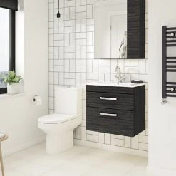 Brooklyn Black Cloakroom Suite (Wall Hung Vanity + Toilet)