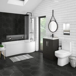 Brooklyn Black Bathroom Suite + B Shaped Bath