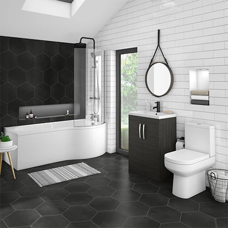 Brooklyn Black Bathroom Suite + B Shaped Bath 3 Brooklyn Black Bathroom Suite + B Shaped Bath