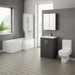 Brooklyn Black Bathroom Suite with L-Shaped Bath