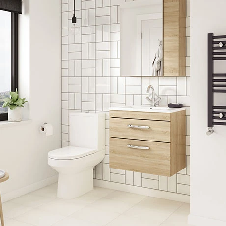 Brooklyn Natural Oak Cloakroom Suite (Wall Hung Vanity + Toilet) 3 Brooklyn Natural Oak Cloakroom Suite (Wall Hung Vanity + Toilet)
