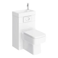 Brooklyn White Gloss Combined Two-In-One Wash Basin, Toilet & Flush Plate (500mm wide x 300mm) 10 Brooklyn White Gloss Combined Two-In-One Wash Basin, Toilet & Flush Plate (500mm wide x 300mm) -Cloakroom Suites Shop BRKCOMBWC d3 460