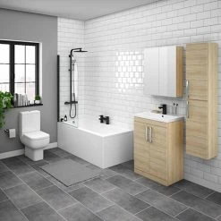 Brooklyn Natural Oak Bathroom Suite with Tall Cabinet