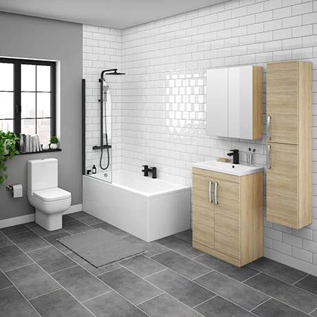 Brooklyn Natural Oak Bathroom Suite with Tall Cabinet 3 Brooklyn Natural Oak Bathroom Suite with Tall Cabinet