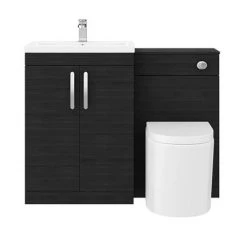 Brooklyn Black Modern Sink Vanity Unit + Toilet Package -Cloakroom Suites Shop BWCBLK n d5a 460