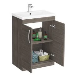 Brooklyn Grey Avola Modern Sink Vanity Unit + Toilet Package -Cloakroom Suites Shop BWCGRY d5n 460
