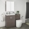 Brooklyn Grey Avola Modern Sink Vanity Unit + Toilet Package