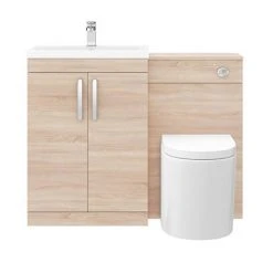 Brooklyn Natural Oak Modern Sink Vanity Unit + Toilet Package 13 Brooklyn Natural Oak Modern Sink Vanity Unit + Toilet Package -Cloakroom Suites Shop BWCN ND6 460