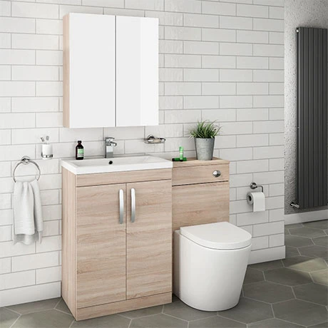 Brooklyn Natural Oak Modern Sink Vanity Unit + Toilet Package 3 Brooklyn Natural Oak Modern Sink Vanity Unit + Toilet Package