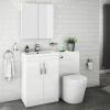 Brooklyn White Gloss Modern Sink Vanity Unit + Toilet Package -Cloakroom Suites Shop BWCWHT prod