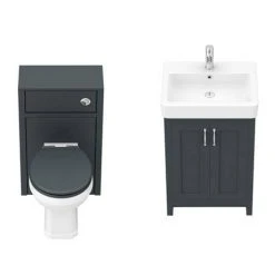 Chatsworth Traditional Graphite Sink Vanity Unit + Toilet Package -Cloakroom Suites Shop C560WCBLK n d5 460