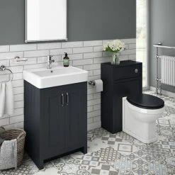 Chatsworth Traditional Graphite Sink Vanity Unit + Toilet Package
